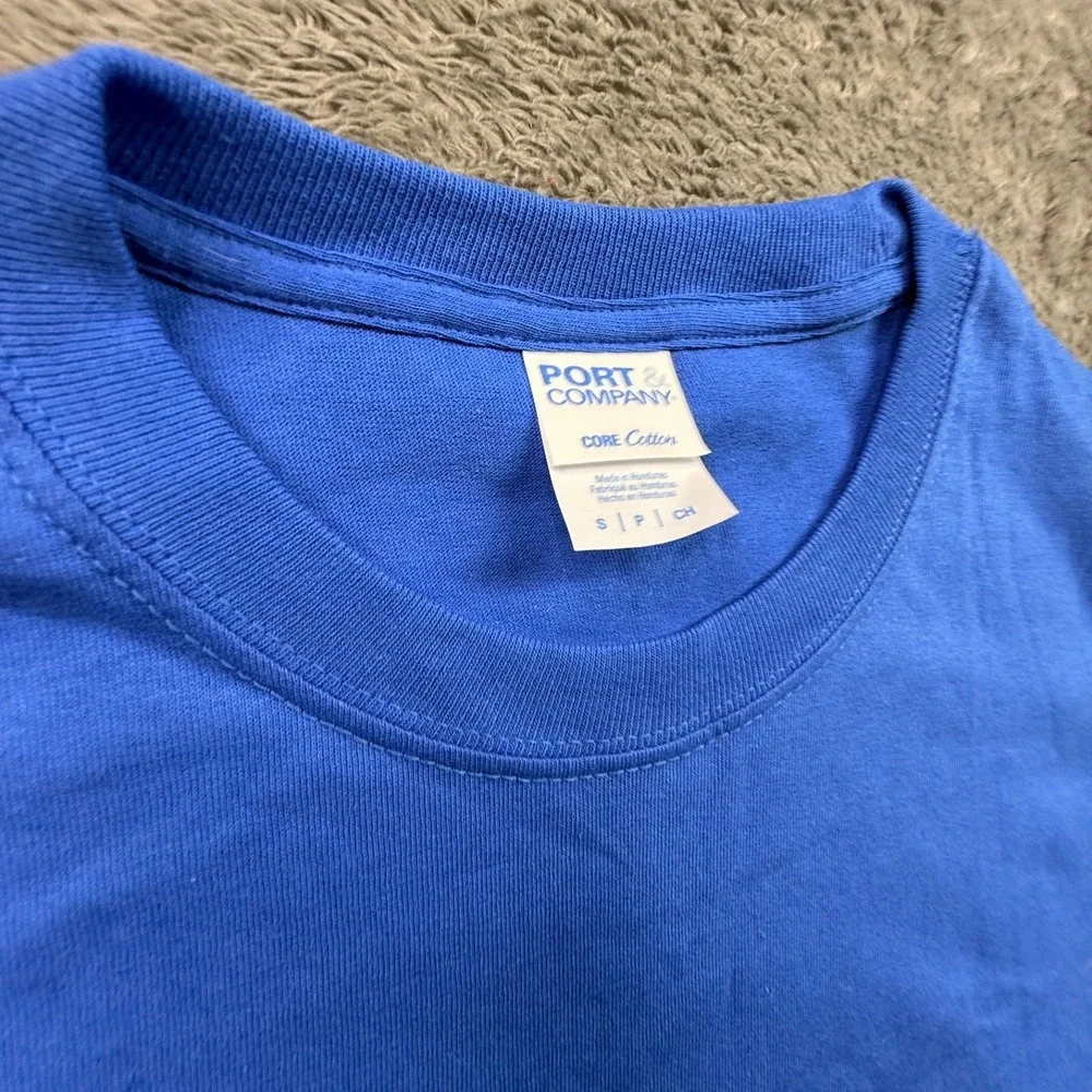 Trader Joe's Crew Employee Work Shirt NWOT Crew Neck Short Sleeve Uni S Blue
